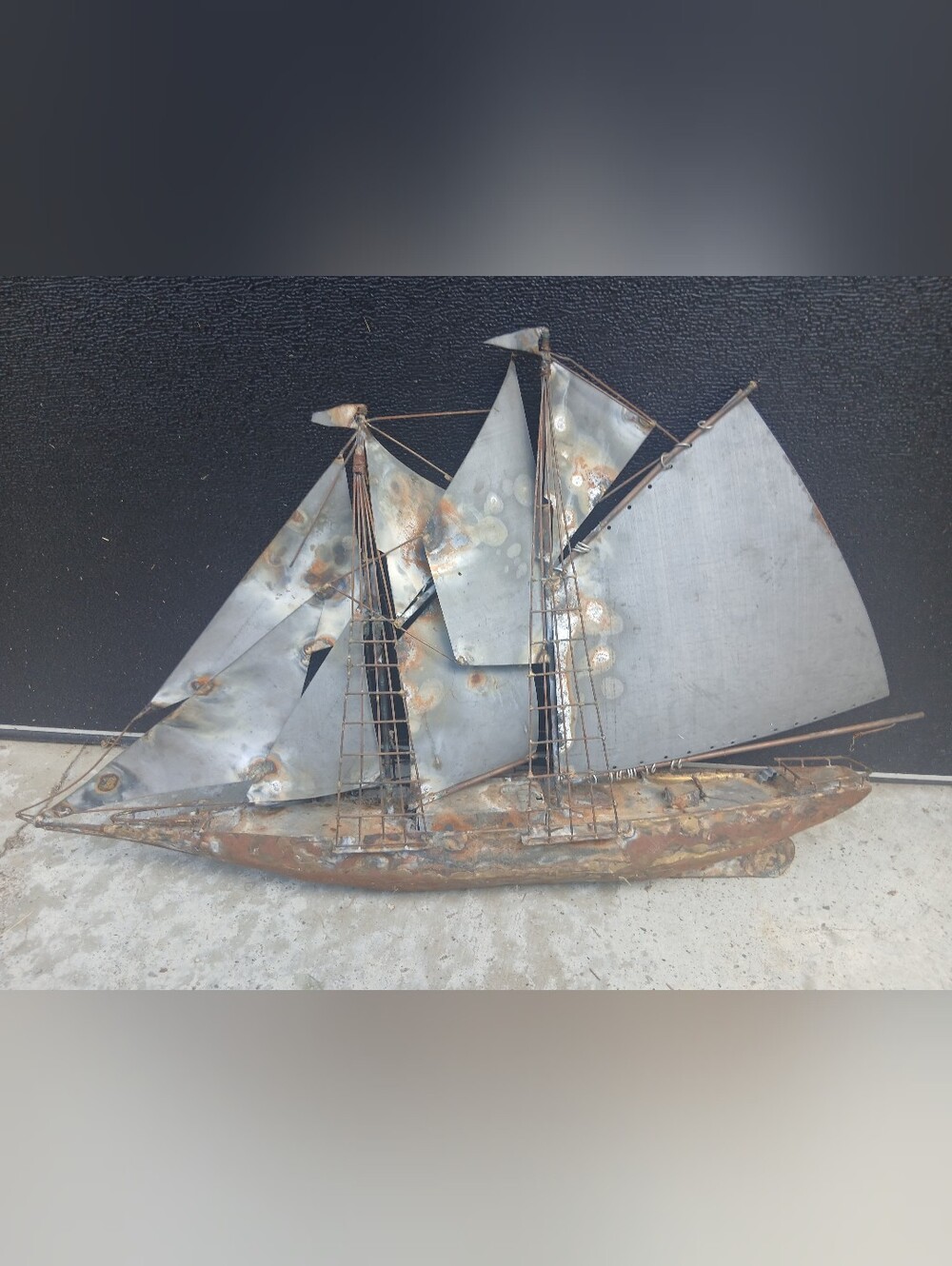 Handmade Metal Sailboat 30"×16"